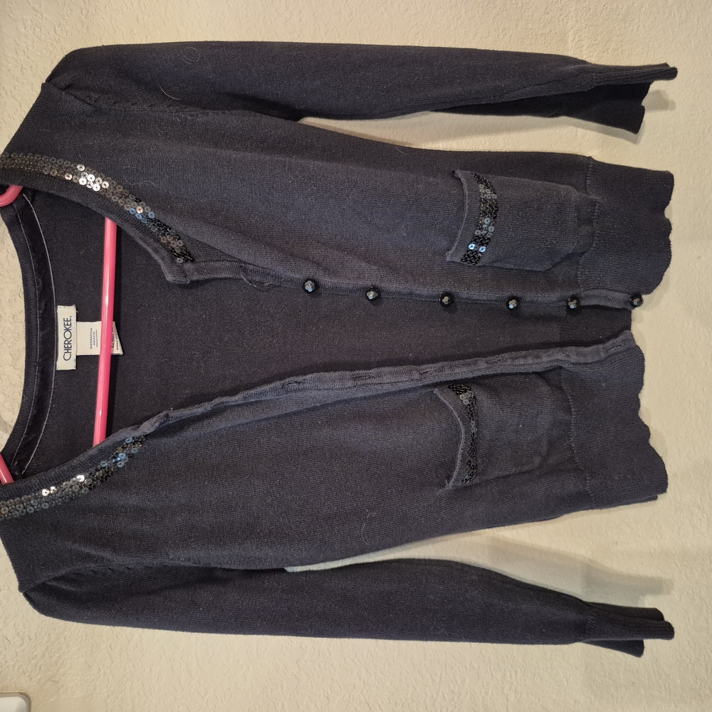 Black Cardigan with Sequin Details